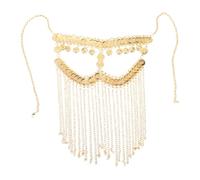 Alasum Golden Alloy Belly Dance Tassel Veil for Stage Performance and Belly Dancer Costume, Reducing Discomfort and Preventing Skin Irritation, Ancient Style Exotic Mask Accessory