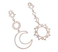 Alasum Golden Resin Sun Moon Star Asymmetric Tassel Dangle Earrings Lightweight Portable Wearing for Women and Fashion Jewelry Accessories