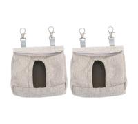 Alasum Guinea Pig Hanging Feeding Bag 2pcs Small Brown Cloth Hay Feeder Pouch Cage Storage Holder for Rabbits Chinchillas Small Animals