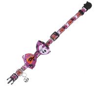 Alasum Halloween Pet Collar for Puppy and Dog Adjustable Polyester Collar with Purple Bow Tie and Pumpkin Ghost Hat Decoration for Holiday and Birthday Party