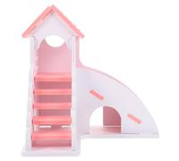 Alasum Hamster Hideout Nest with Ladder Climbing Small Pets DIY Sliding Slide Swing House Pink White for Hamster Sleeping and Hiding
