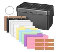 Alasum High-Capacity Index Card Storage Box with Metal Binder Rings and Ruled Index Cards for Note-Taking and Efficient Desk Organisation at Home Or Office