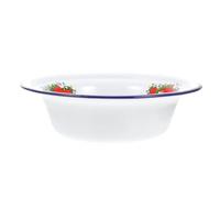 Alasum Iron Enamel Food Storage Container White Basin Multipurpose Kitchen Bowl with Rolled Rim for Serving Mixing Washing Vegetables Fruits