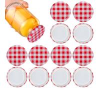 Alasum Jam Jar Screw Lids 40Pcs 63Mm Leakproof Replacement Caps Red Checkered Metal for Regular Mouth Jars Reusable for Home Canning and Food Storage