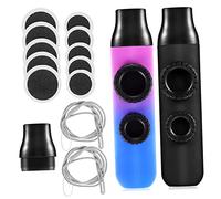 Alasum Kazoo Musical Instruments 2 Sets with Portable Abs Body, Silicone Replaceable Membranes, Double Flute Holes Design, Black and Blue-purple Gradient, Includes round Membranes