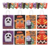 Alasum Kraft Paper Gift Bags for Sending Chocolates and Nougat 24pcs Halloween with Lovely Cartoon Patterns, Sturdy Moderate Capacity Candy Bags for Party Favors to Friends and Families