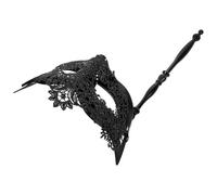 Alasum Lace Venetian for Women with Handheld Stick, Black Cloth Plastic Material, Great Coverage, for Parties and Bars, Unique Western Style Design