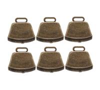 Alasum Metal Cow Bells for Crafts and Pets Antique Copper Square Mini Bells Loud Farm Animal DIY Wind Chime Accessories 6pcs Set for Home and Outdoor Decoration