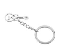 Alasum Mini Guitar Keychain Stainless Steel Silver Multi-functional Versatile Use Polished Refined Appearance Guitar Hanging Ornament for Music Lovers