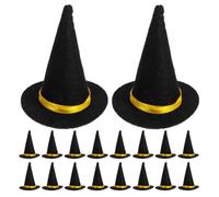 Alasum Mini Witch Hat Bottle Toppers Portable Design 20pcs Reusable Black Felt Mini Hats for Halloween Party Decorations for Wine Bottles and Tables for DIY Crafts and Outdoor Events