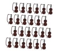 Alasum Miniature Wooden Violin Ornament 3.2x8.5cm 24pcs Set Realistic Mini Violin Model for Dollhouse Decor Christmas Musical Instrument Collection