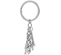 Alasum Music Keychain Portable and Easy to Store Silver Alloy with Bass Guitar and Microphone Pendant Decorative Keyring for Handbag Or Purse Accessories