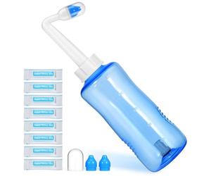 Alasum Nasal Rinse Bottle Large Capacity with Automatic Valve and Angled Nozzle 500ml Reusable Reusable Reusable Reusable Reusable Reusable Plastic Wash Bottle with Salt for Nasal Drip