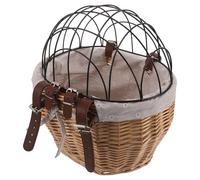 Alasum Natural Wicker Pet Carrier Bike Basket with Handle for Small Dogs and Cats, Front Bicycle Basket 12.6"x10.6"x7.8" Suitable for Tricycles and Scooters, Lightweight Wooden Color