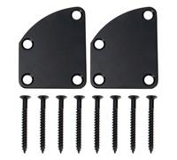 Alasum Neck Plate Extends Structural Integrity and Strengthens Neck Connection Stainless Steel 2pcs Black with 4 Holes and Mounting Screws for Electric Guitar and Bass for Rehearsal