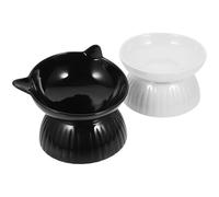Alasum of Elevated Cat Feeding Bowls with No Dead Corners with Ceramic Bowls 2 Sets and Pp Base for Easy Cleaning Suitable for Indoor Pets and Decoration