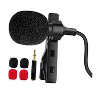 Alasum Omnidirectional Clip-on Lavalier Microphone for Mobile Phone and Pc Mini Recording Mic 2 Black and 2 Red Foam Windscreens