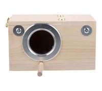 Alasum Parrots Mating Box Bird Nesting Box Separated Interior to Prevent Eggs from Rolling Convenient Natural Wood 7.86x4.72x4.72 Inch Outdoor Use for Birds Parrot