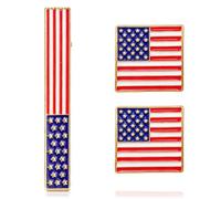 Alasum Patriotic Alloy Material with 3d US Flag Shape US Flag Cufflinks and Tie Clip Set Secure Fit and Refined Touch for Men and Women for Events and Festivals Such as 4th of July