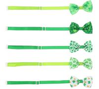Alasum Pet Collars St Patrick's Day Lightweight Polyester Material with Bow Ties 5pcs for Dogs and Cats for Holiday Parties and Street Wear