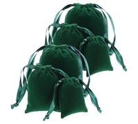 Alasum Plush Drawstring Bags Exquisitely Made Dark Green 6pcs Cloth Pouches Secure Drawstring Design, for Storing Makeups for Jewelry and Small Items