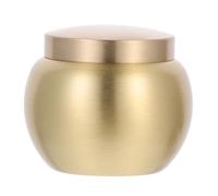 Alasum Portable Golden Copper Ashes Urn for Tea Lovers, round Decorative Mini Cinerary Casket with Sealed Storage for Human Cremation Ashes