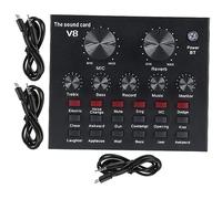 Alasum Professional USB External Sound Card and Condenser Microphone Set with Adjustable Volume and Sound Effects Metal Mixer for Live Streaming and Music Recording