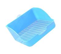 Alasum Rabbit Litter Box Rectangular Plastic Bunny Potty with Splash Guard, Blue Small Pet Toilet for Hamsters, Guinea Pigs, and Rabbits, Cage Training Pan for Indoor Use