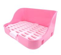 Alasum Rabbit Pet Litter Box Plastic Potty Trainer Tray for Small Animals, Square Pink Rabbit Toilet Tray Suitable for Guinea Pigs and Hamsters