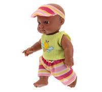 Alasum Realistic African American Doll Soft Vinyl Mini Newborn Lifelike Collectible Portable Tiny Doll