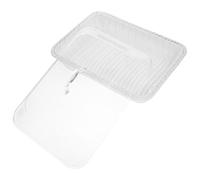 Alasum Rectangular Woven Bread Basket with Lid, Versatile Plastic Food Serving Tray for Kitchen and Dining, Practical Acrylic Storage Basket for Bread and Fruit, Minimalist Design
