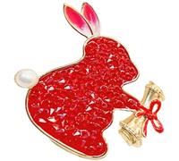 Alasum Red Rhinestone Rabbit Brooch Pin for Clothes with Safe Locking Closures, Adorable Bunny Collar Pin Fixed on Coats and Backpacks, Gift for Easter and Mother's Day