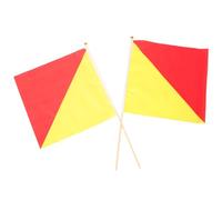 Alasum Referee Signal Flags 2Pcs Handheld Red Yellow 35X35Cm Polyester Flags with 50-60Cm Flagpoles for Game Signalling and Outdoor Sports
