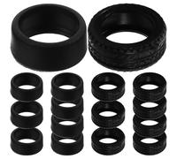Alasum Rubber Replacement Tires Black with Realistic Appearance 1:64 Scale 16pcs Sturdy Rubber Material for for Car Model Wheels for Festival Decorations and Racing Enthusiasts