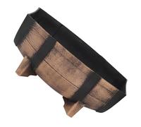 Alasum Rustic Wood-Look Half Barrel Planter Box with Gold Feet, 16.1" X 8.2" Garden Flower Pot Container for Outdoor and Indoor Plant Display