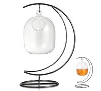 Alasum Safe Glass with Hanging Wine Thick Container Bottle Material and Black Iron Frame, Stylish Cup for Drink Home and Parties