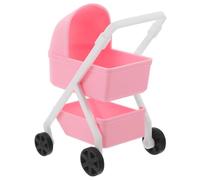 Alasum Scale Miniature Doll Stroller for Dollhouse Decoration Realistic Carriage in Pink Safe Plastic Material Encourages Imaginative Play and Nurturing Skills