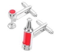 Alasum Shirt Accessories Alloy Links for Wedding and Formal Occasions 1 Pair Wine Glass and Bottle with Fine Polishing and Shiny Finish, Chic French Style