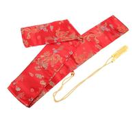 Alasum Silk Taichi Sword Bag with Pattern Red Base Japanese Sword Carrying Case for Martial Arts Storage and Transport