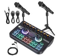 Alasum Sound Effects Machine Dj Mixer Microphone Recording Studio Kit Professional Podcast Equipment Bundle Sound Card Podcast Microphone Equipment Kit Professional Audio Mixer Black