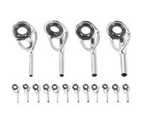 Alasum Stainless Steel Fishing Rod Guide Set Inner Diameter Sizes 0.9mm to 1.6mm 16pcs with Ceramic Insert Tips, Precision Design for Smooth Line Flow for Freshwater and Sea Fishing Rod