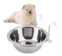 Alasum Stainless Steel Hanging Pet Food Water Bowl with Removable Bowls for Cages and Crates, Silver Coop Cup for Birds, Dogs, Rabbits, Sturdy Non-tip Feeding Dish