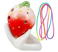Alasum Strawberry Six-hole Ocarina Instrument for Boy Girl and Beginners with Music Score Lanyard and Support Holder Creative Design for Intellectual Development and Musical Talent