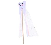 Alasum Teeth-shaped Fairy Wand with Ribbon Pink Stick Unique Angel Prop for Cosplay Party Decoration Halloween Wedding Accessory