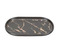 Alasum Tray Easy Ceramic Pattern Bathroom to Marble Grain Storage Multi-purpose Organizer for and Clean Black Plate Vanity Countertop Cosmetics Keys Toiletries Use