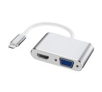 Alasum Type-c to Vga Adapter Aluminium Alloy and Abs Material USB 3.1 2 in 1 Converter with High-speed Video Signal Transmission Silver Suitable for Professional Use