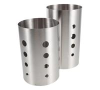 Alasum Utensil Holder Easy to Clean 2pcs Stainless Steel Modern Kitchen Storage Container with Drainage Holes Organizer for Chopsticks and Spoons for Home and Outdoor Use
