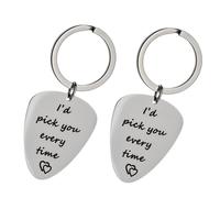 Alasum Valentine’S Day 2Pcs Stainless Steel Guitar Keychains Couple Key Rings Practical Bag Pendants for Him and Her