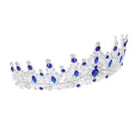 Alasum Vintage Rhinestone Birthday Crown for Women Elegant Queen Tiara Hairpiece with Shimmering Silver Blue Stones Classic Design for Prom Wedding Halloween Christmas and Party Events