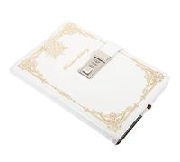 Alasum Vintage Style Pu Cover Code Lock Diary Notebook in White for Diary Journaling and Note Taking, Portable Writing Journal with Paper and Pu Material